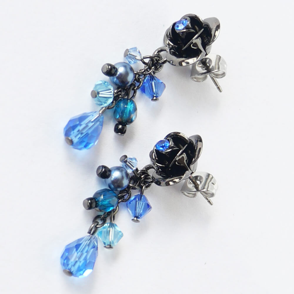 Blue Blue Rose Earrings Rose Pearl Crystal Gothic Gothic Lolita Accessories