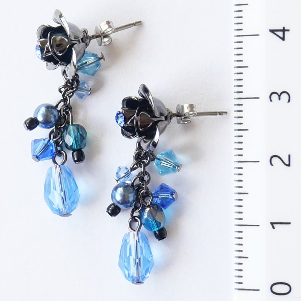 Blue Blue Rose Earrings Rose Pearl Crystal Gothic Gothic Lolita Accessories