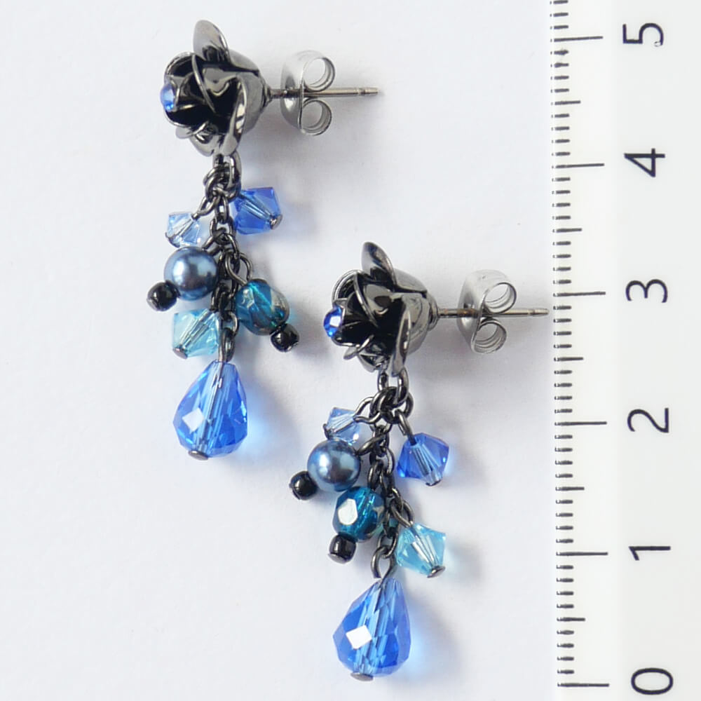 Blue Blue Rose Earrings Rose Pearl Crystal Gothic Gothic Lolita Accessories