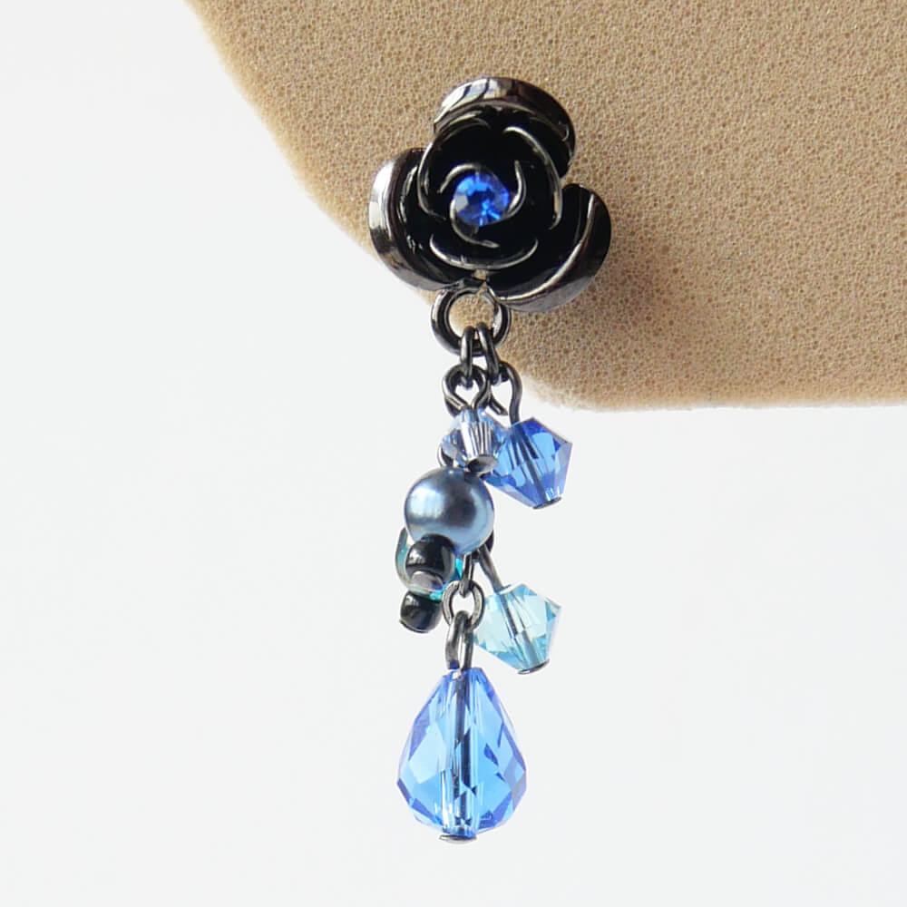 Blue Blue Rose Earrings Rose Pearl Crystal Gothic Gothic Lolita Accessories