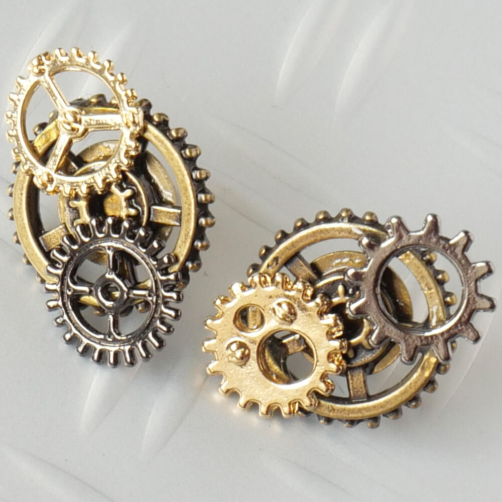 【steampunk】歯車　ギア スチームパンク ピアス ミックスカラー