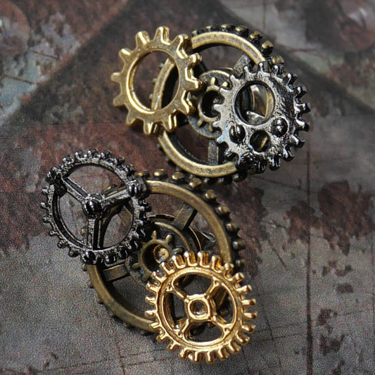 [Steampunk] Gear Steampunk Mixed-Color Earrings