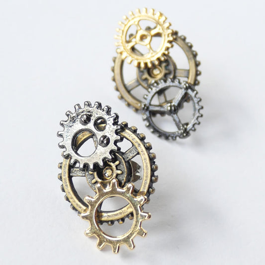 [Steampunk] Gear Steampunk Mixed-Color Earrings