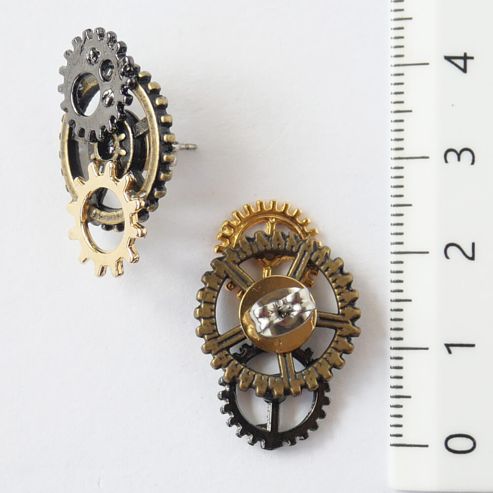 [Steampunk] Gear Steampunk Mixed-Color Earrings