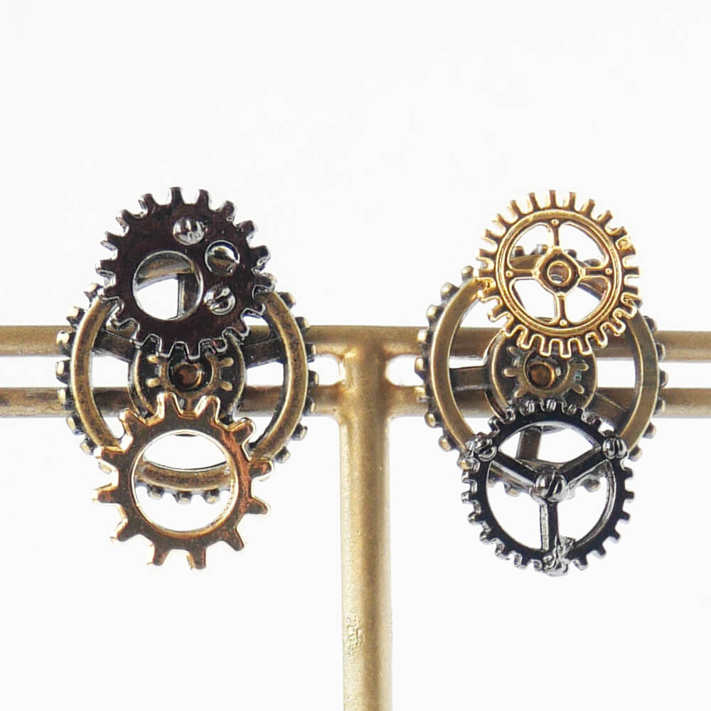 [Steampunk] Gear Steampunk Mixed-Color Earrings