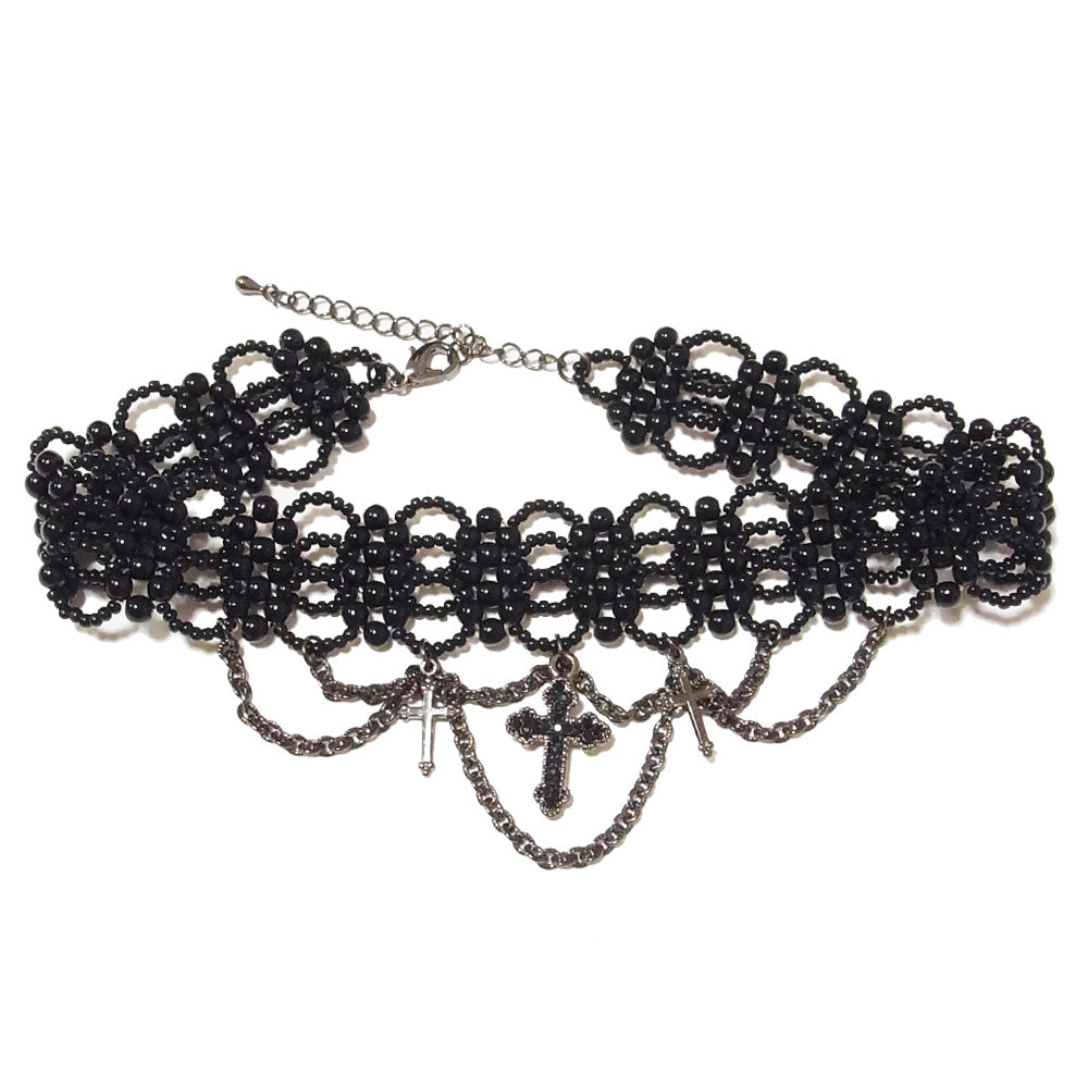 Cross Pearl Beads Cross Choker Gothic Lolita Women's
