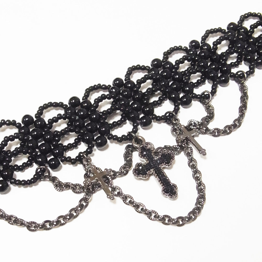 Cross Pearl Beads Cross Choker Gothic Lolita Women's