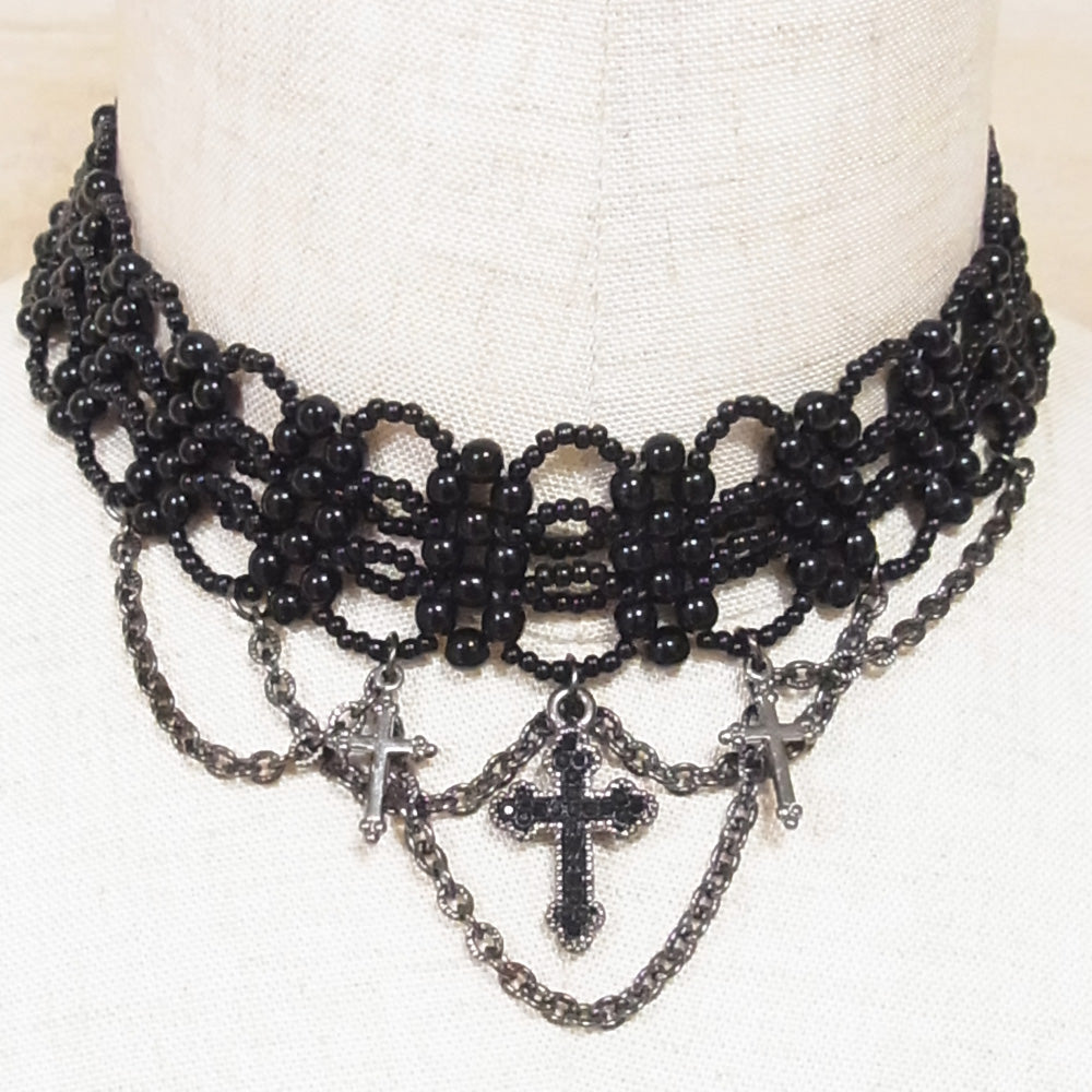 Cross Pearl Beads Cross Choker Gothic Lolita Women's